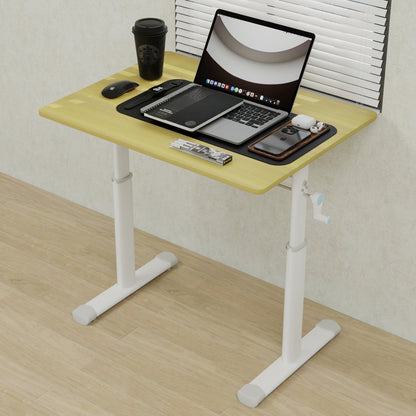 Verstelbaar Bureau – Zit- Sta Bureau – Werkplek Tafel – Studie Bureau – Compact Bureau – Handmatig Verstelbaar – Houten Blad 60x80 cm