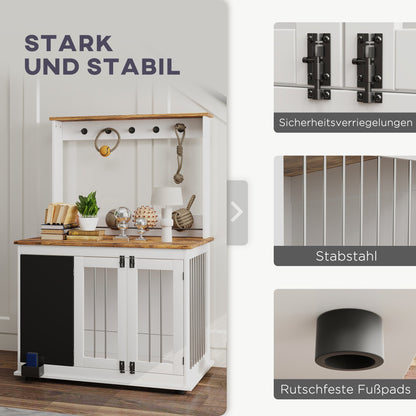 Hondenbench – Hondenkooi – Hondenhok – Hondenbench Met Opbergruimte – Grote Honden – Wit – Ruim En Stevig Ontwerp – Inclusief Krijtbord En Haken