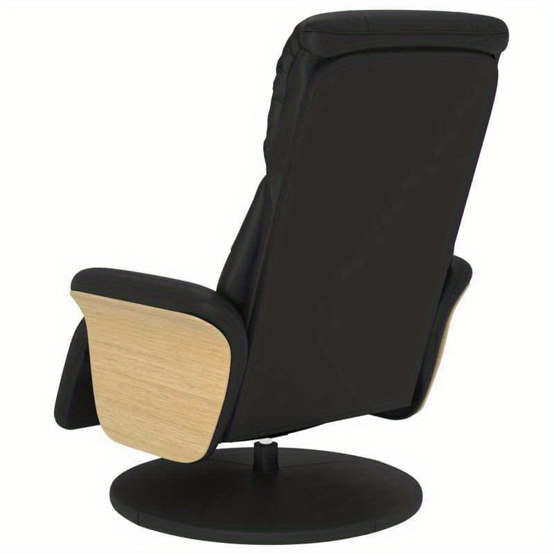 Fauteuil – Stoel – Relaxfauteuil – Loungestoel – Zwarte Verstelbare Fauteuil – Kunstleer – Met Metalen Frame – Ingebouwde Voetensteun