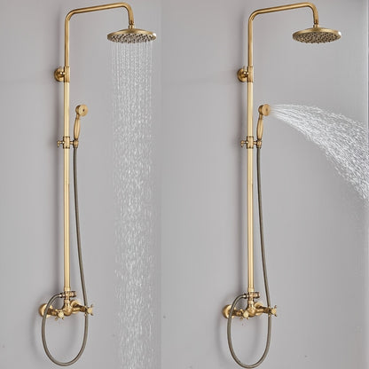 Antiek Messing Doucheset – Regendouche – Handdouche – Douchekop – Wanddouche – 20 cm Regenkop – Olie-Gewreven Afwerking