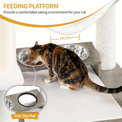 Krabpaal – Kattenkrabpaal – Kattenboom – Kattenmeubel – Krabton – Extra Groot – Met Kattenbakkast en Voerplek – 176 cm Hoog en Wasbare Kussens