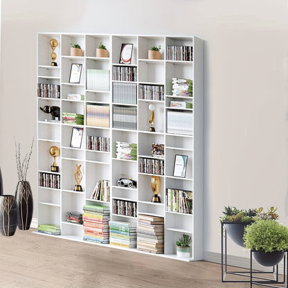 Witte Boekenkast – Boekenplank – Vakkenkast – Opbergrek – Wandkast – 27 Vakken – Duurzaam Hout – Vrijstaand – Groot Opbergvermogen – Modern Design