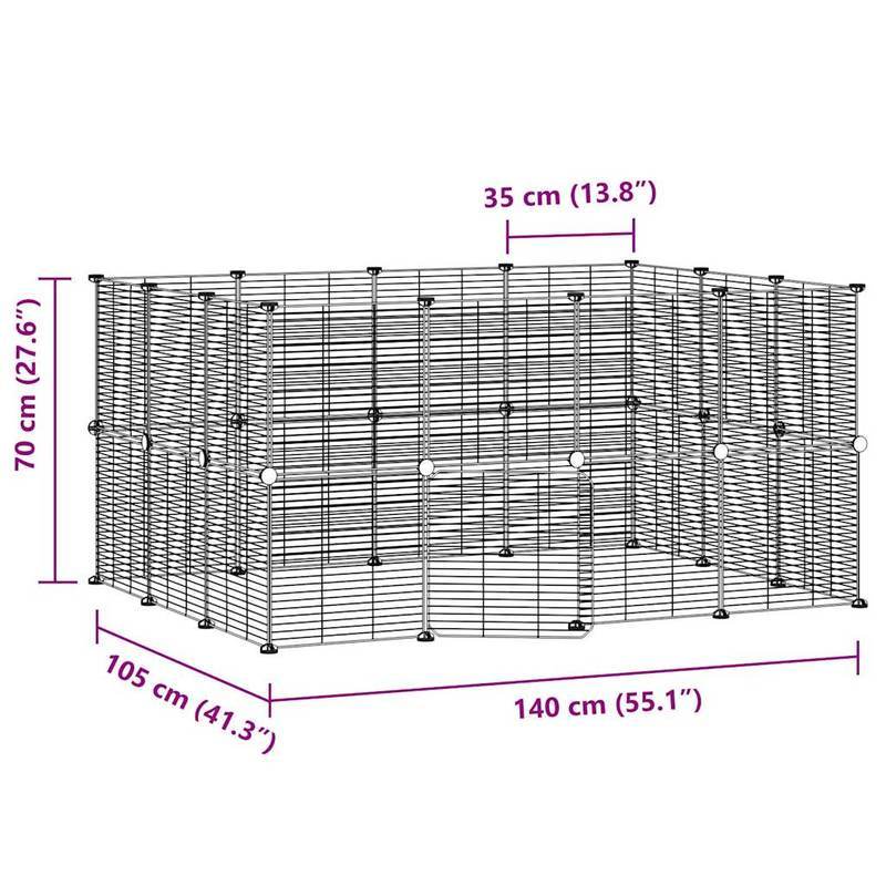 Kooi – Dierenkooi – Knaagdierkooi – Konijnenkooi – Hamsterkooi – Hoge Kwaliteit Staal – Compact 35x35 cm – 28 Panelen