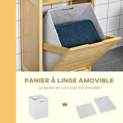 Bamboe Badkamermeubel – Wasmand Kast – Opbergmeubel – Smal Kastje – Compact Meubel – Ruimtebesparend – Verhoogde Poten – Duurzaam Bamboe