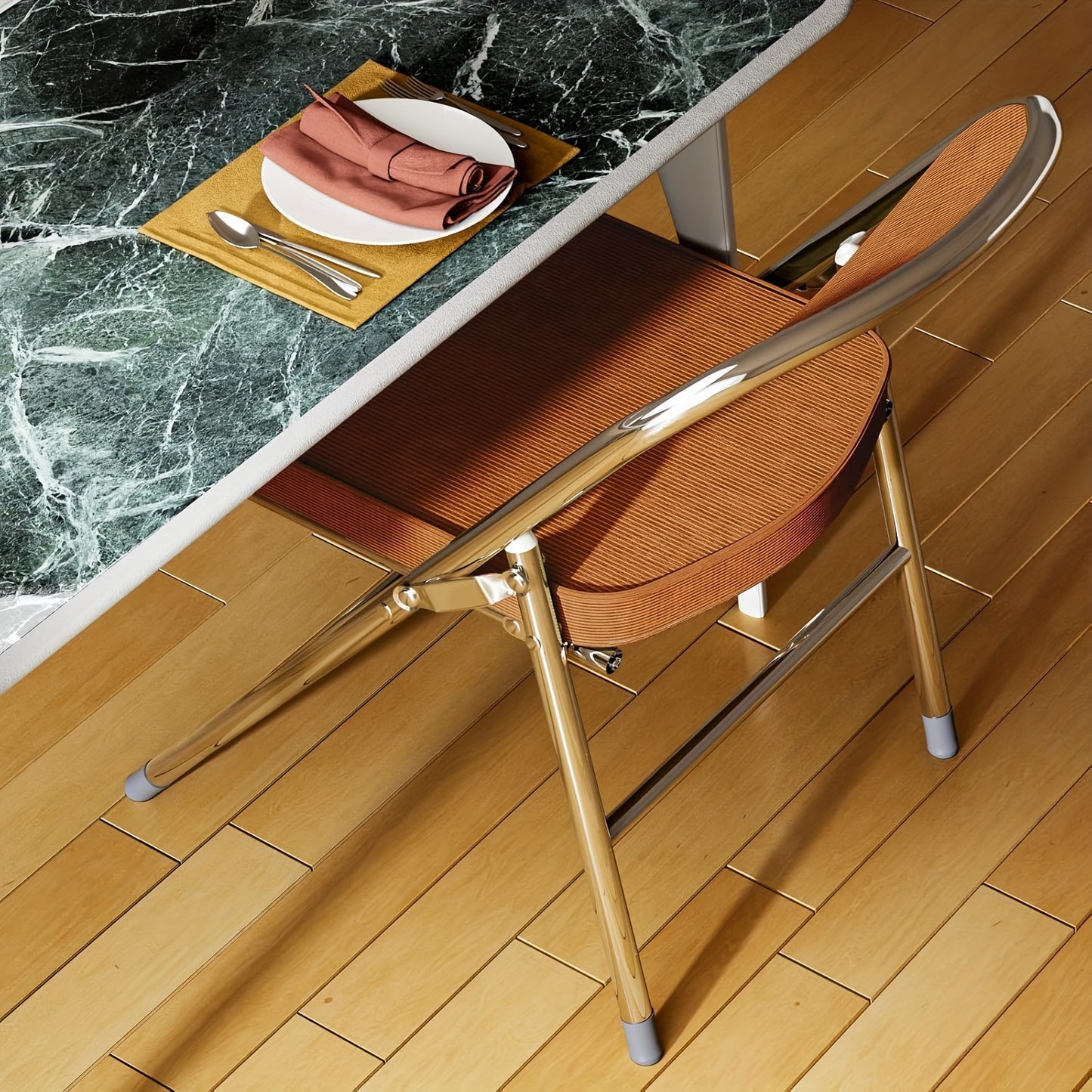 1pc Corduroy Dining Chair, Brown Comfortable Conference Chair, Modern Living Room Chair, Split Back, Metal Frame, Office Computer Chair, Load-bearing 150kg, Conference Seating, Home Dining Chair, Split Back Design, Corduroy U