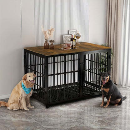 Hondenbench – Hondenkooi – Hondenhok – Bench – Draadkooi – Hout Met Metalen Buizen – Uitneembare Tray – 45kg Belastbaar – Geschikt Voor Alle Maten