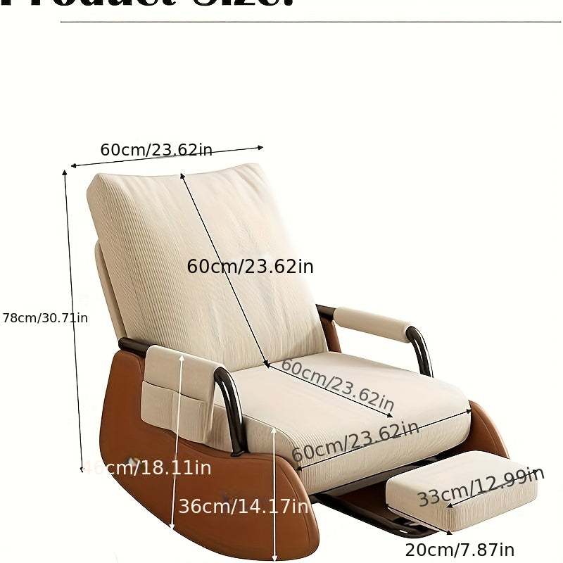 Schommelstoel – Relaxstoel – Loungechair – Fauteuil – Schommelfauteuil – Beige Bruin – Uitschuifbare Voetensteun – Ergonomisch Comfort – Duurzaam MDF Hardhout Metaal