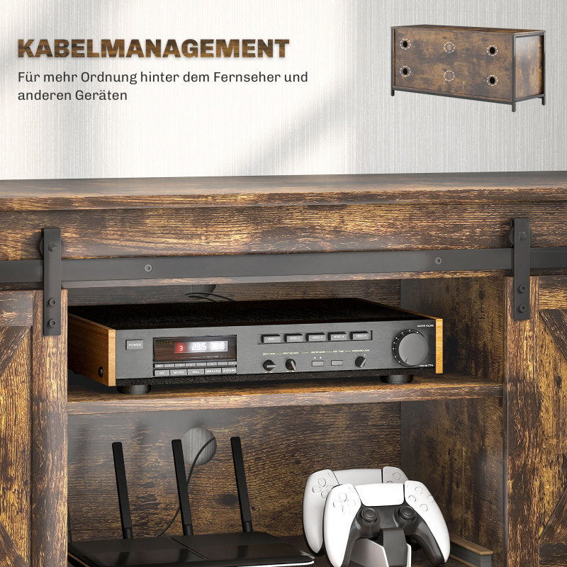 Tv-meubel – Tv-stand – Tv-kast – Tv-meubelkast – Lowboard – Modern Bruin – Geschikt voor tot 60 inch – Kabelmanagement en ruime opbergruimte