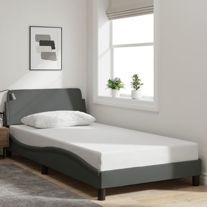 Bed frame without mattress dark grey 100x200 cm fabric with Slat Support Platform Bed Frame Suitable for Mattress Size 100 x 200 cm for Bedroom Style D