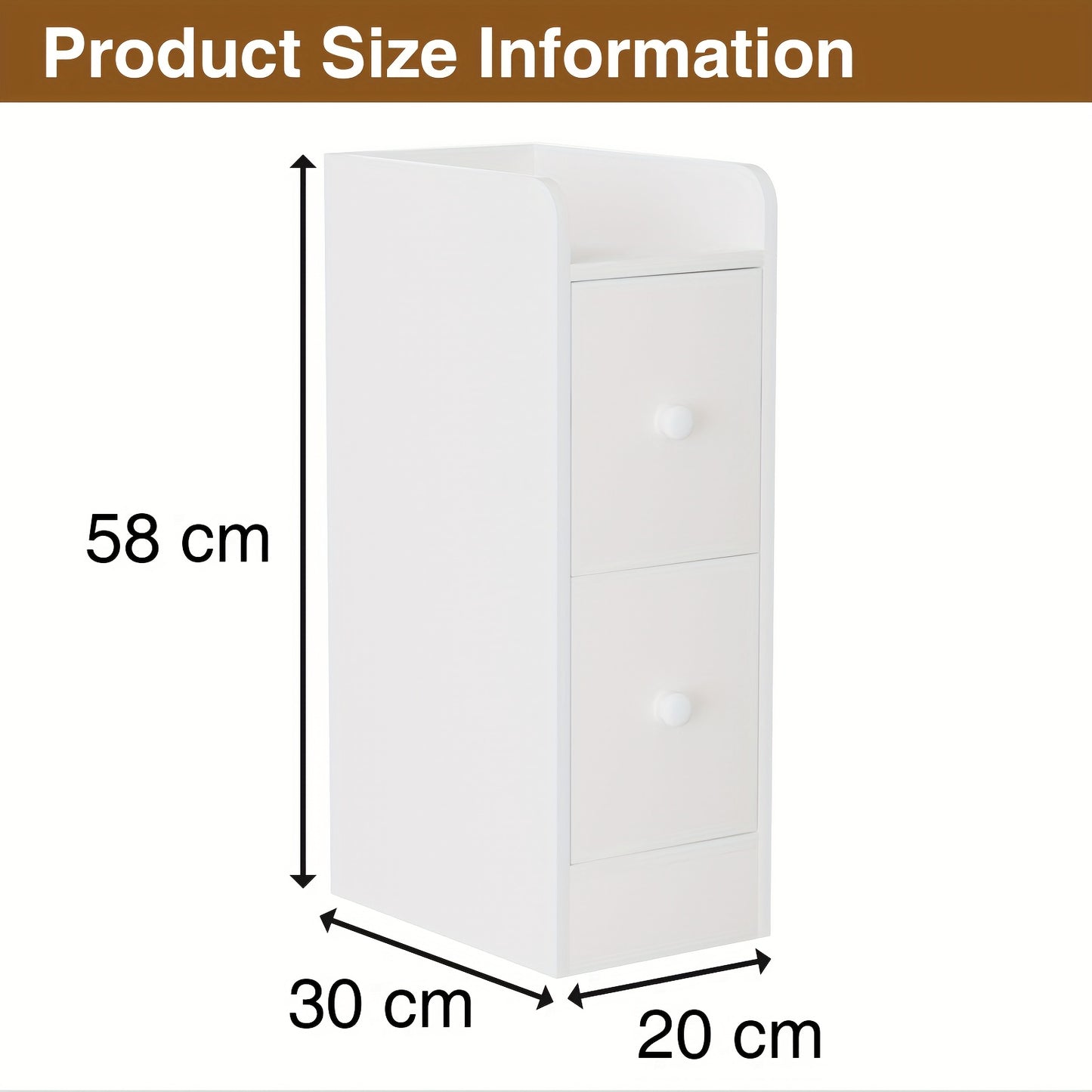 Nachtkastje – Bedside Table – Bijzettafel – Opbertkastje – Smal Kastje – Wit – Ruimtebesparend – 2 Laden Met Soepele Glijders