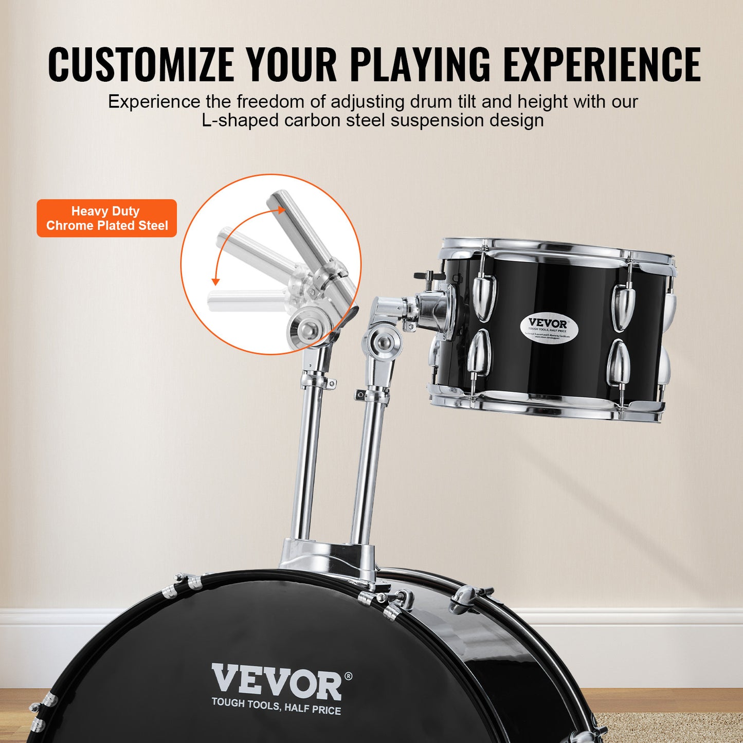 Drumstel – Drumset – Elektrisch Drumstel – Akoestisch Drumstel – Muziekinstrument – 22 Inch Full Size – Verstelbare Kruk & Duurzame PET Drumvellen