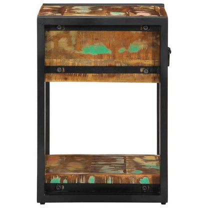 2pcs Modern Farmhouse Bedside Table with Storage - Sturdy Recycled Solid Wood Nightstand, 40x35x50cm, & Brown Distressed Finish, Space-Saving Design for Bedroom