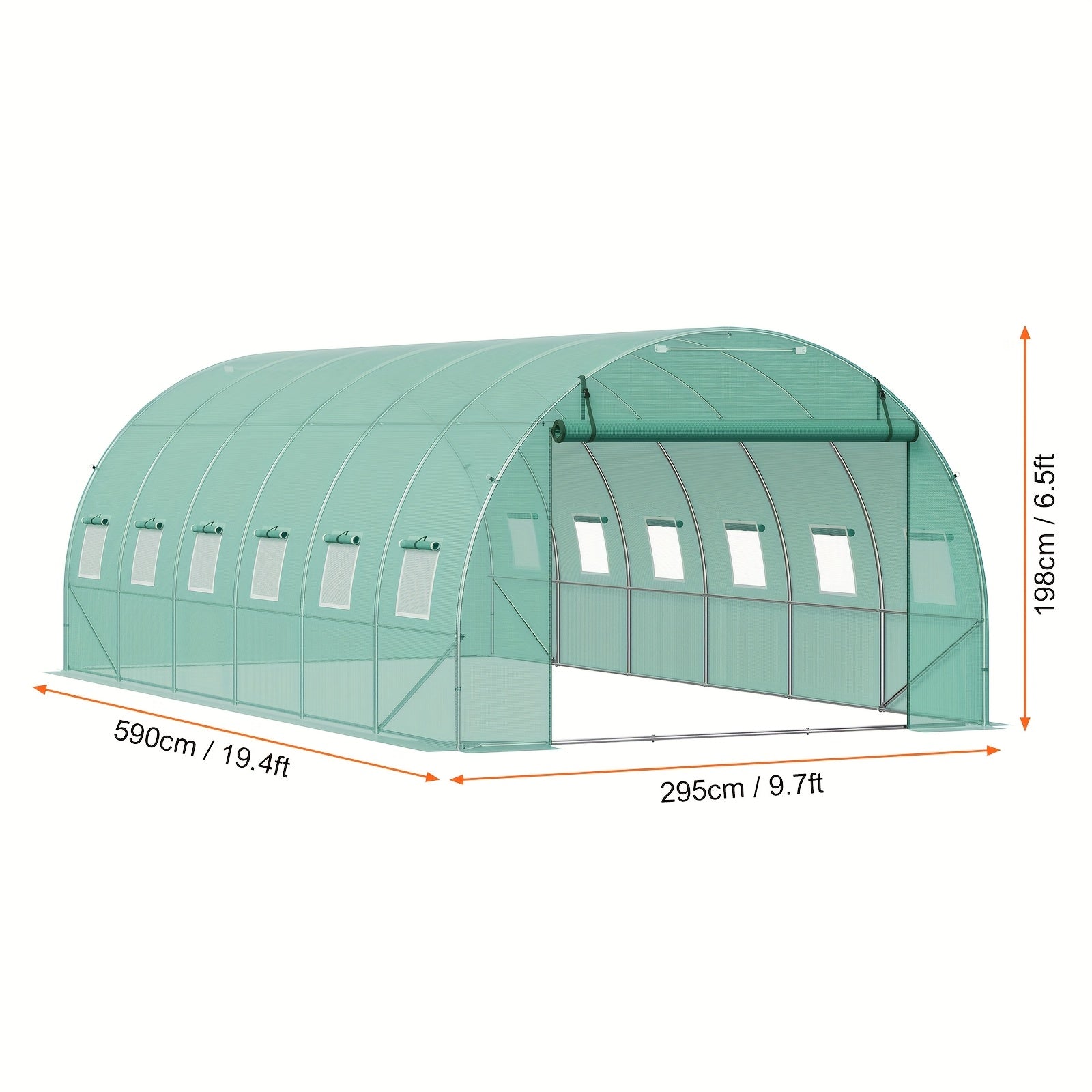 Walk-In Tunnel Kas – Tuinkas – Kweekkas – Groentekas – Bloementuin – Stevig Gegalvaniseerd Frame – 304.8x213.36x213.36cm - Ruim 5,9 Meter Lang - QUORE