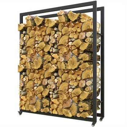 Houtopslag – Houtrek – Brandhoutrek – Houtopberger – Houtstandaard – Metalen Frame – 120x32x151 cm – Voorzien Van Wieltjes