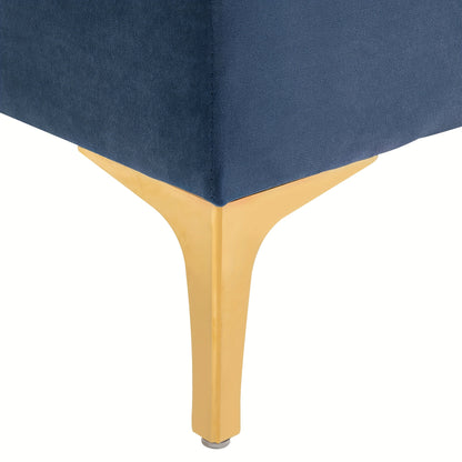 Fluwelen Bank – Zitbank – Schoenenbank – Voetenbank – Bedbank – Blauw – 118 x 45 x 42 cm – Stevig Metalen Poten – Comfortabel Zacht Fluweel