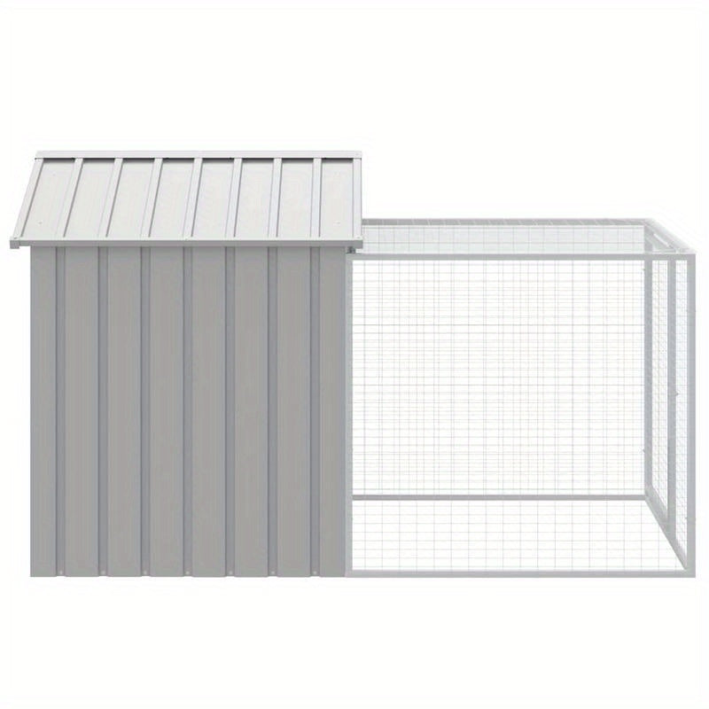 Kooi voor Kleine Huisdieren – Dierenkooi – Konijnenkooi – Caviakooi – Hamsterkooi – Grijs – Gegalvaniseerd Staal – Glazen Ventilatieramen – 117x201x123 cm – Lichtgewicht & Duurzaam