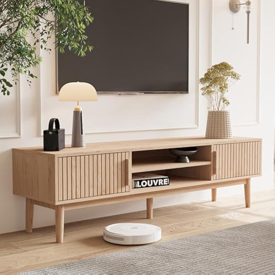 Zwarte TV-meubel – TV-standaard – Tv-kast – Entertainmentmeubel – Tv-benk – Geschikt voor televisies tot 70 inch – Stevig MDF met houten poten