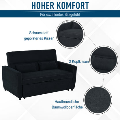 Slaapbank – Bedbank – 2-zitsbank – Uitklapbank – Logeerbed – Verstelbare Rugleuning – Hardhouten Frame – Fluwelen Stof Donkergrijs