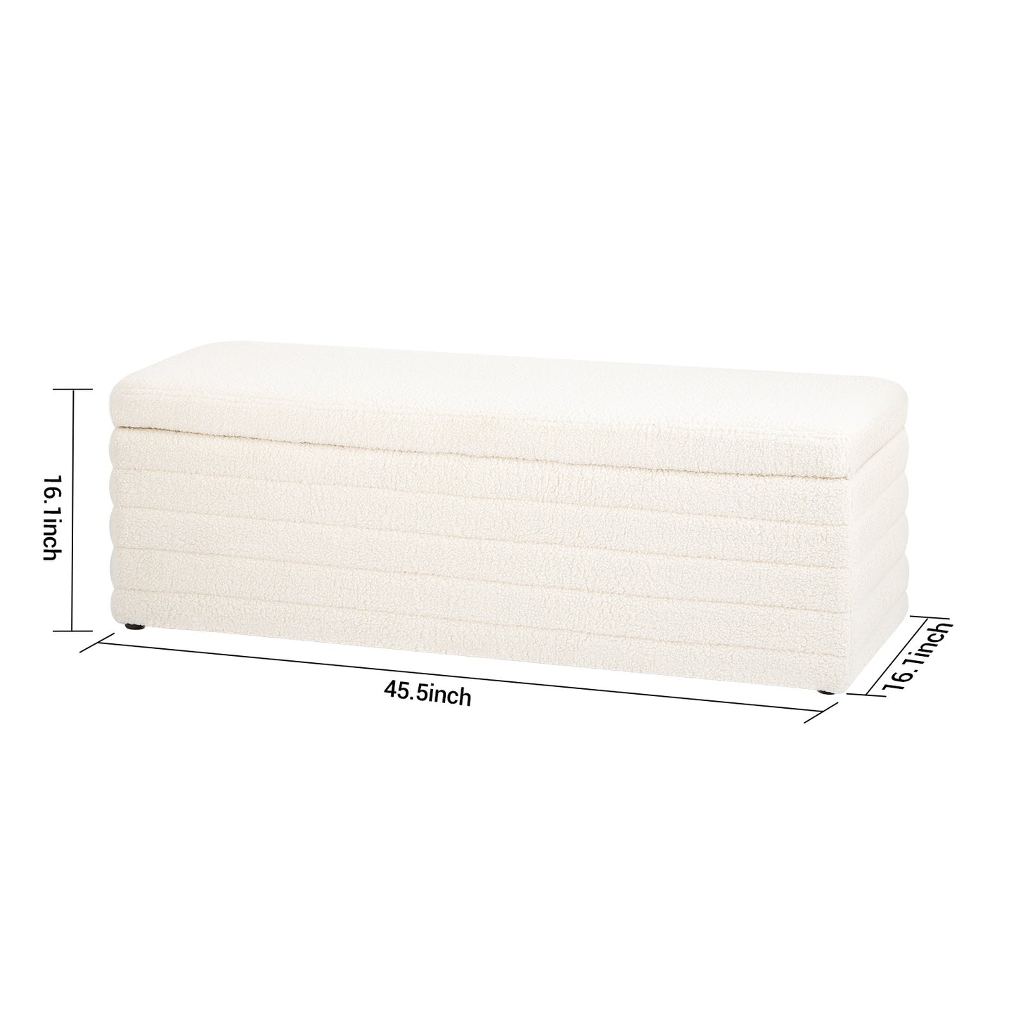 Stool with Storage Space, Modern Bench Bedroom Storage Box Teddy Fabric Footstool Chest 118cm, Beige, Spacesaving Stool, Home Organization, Minimalist Bench, Contemporary Footstool, Cozy Material, Soft Upholstery, Fabric Foot