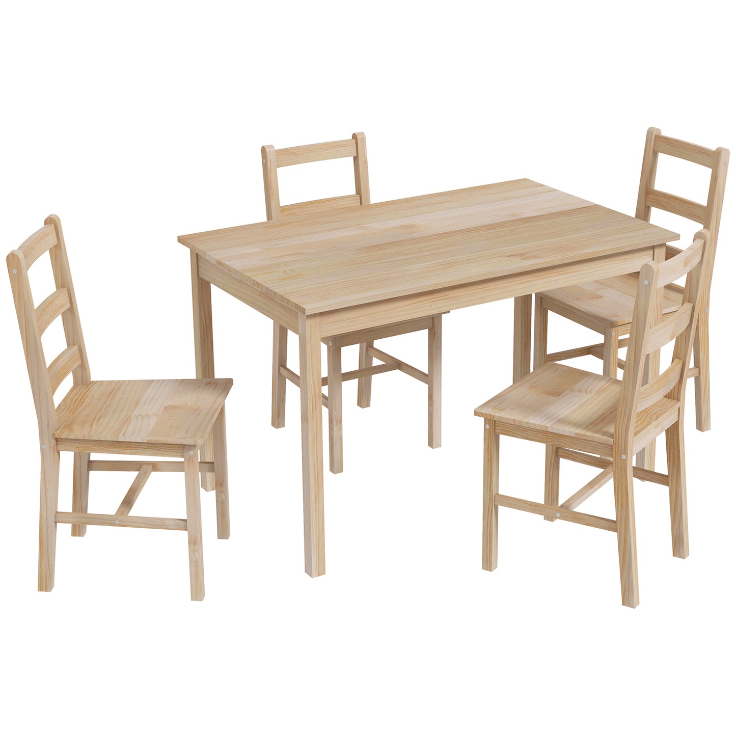 Eethoek – Eettafel Set – Dinerset – Tafel Met Stoelen – Massief Hout – Ruimtebesparend Ontwerp – 118x73 cm Tafel – Comfort Voor 4 Personen
