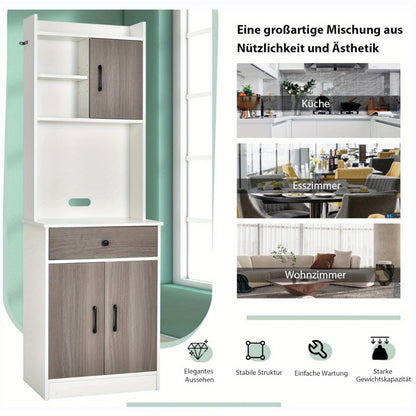 Keukenkast – Keukenbuffetkast – Keukenopbergkast – Keukenpantry – Keukenbuffet – Vrijstaand – Verstelbare Planken – Kabeldoorvoer – Wit – Grote Opbergruimte
