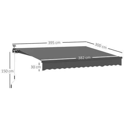 Zonnekap – Zonnescherm – Zonwering – Luifel – Knikarmzonnescherm – Grijs – UPF 50+ UV-Bescherming – Solar LED-Verlichting – 400 cm Breed