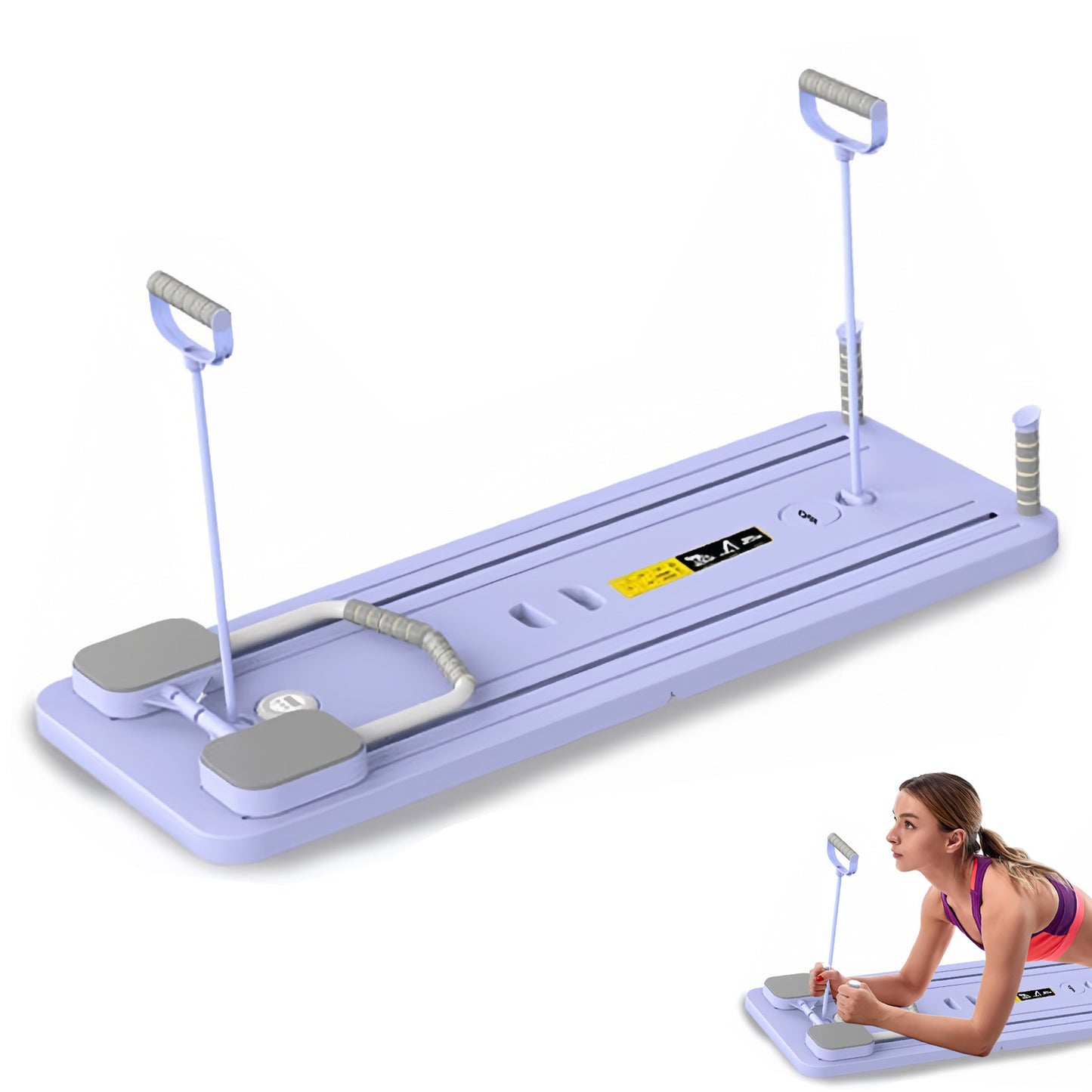 Pilates Board – Pilates Reformer – Buikspiertrainer – Fitness Board – Home Workout – Opvouwbaar Ontwerp – Ingebouwde Timer – Antislip Basis – Paars