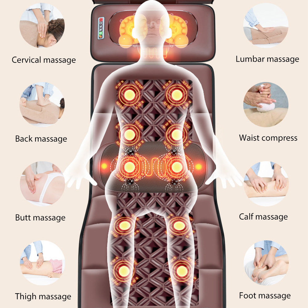 Massagekussen – Shiatsu Kussen – Nekmassage Apparaat – Rugkussen – Elektrisch Massagekussen – 3 Snelheden – Warmtefunctie – 10 Vibratiemotoren