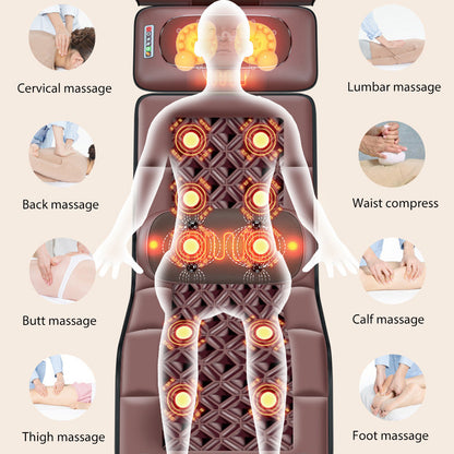 Massagekussen – Shiatsu Kussen – Nekmassage Apparaat – Rugkussen – Elektrisch Massagekussen – 3 Snelheden – Warmtefunctie – 10 Vibratiemotoren