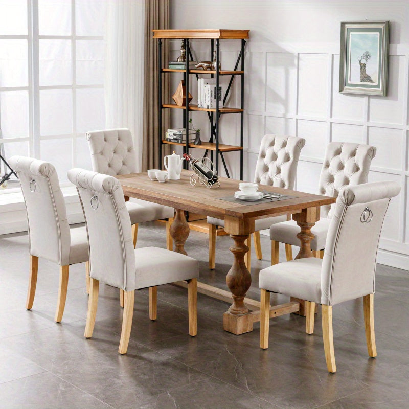 Stoelenset – Eetkamerstoelen – Woonkamstoelen – Keukenstoelen – Loungestoelen – 6-delige Set – Zachte Velvet Bekleding – Stevige Eikenhouten Poten