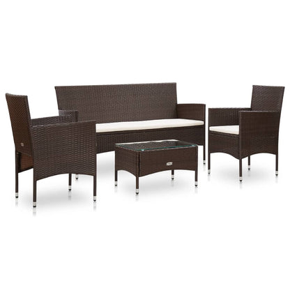Poly Rattan Tuinset – Garden Set – Loungeset – Balkonmeubilair – Terrasmeubilair – Weerbestendig Polyethyleen Rattan – Comfortabele Afneembare Kussens – Bruin