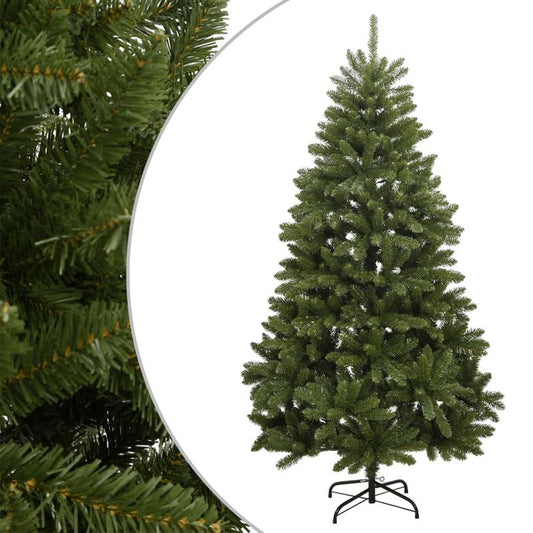 210cm Green Foldable Artificial Christmas Tree with Hinges and Stand - Full, Realistic Look, Easy Assembly, Space-Saving Design for Home, Office, Hotel, Restaurant - Heavy Base, No Needed, Lightweight & Sturdy Construction -