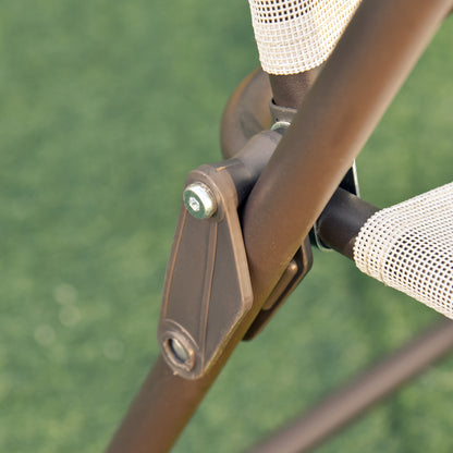 6-delig Tuinset – Bistro Set – Balkonmeubelen – Tuinmeubelset – Inklapbare Tuinstoelen – Epoxy Stalen Frame – Sneldrogende Textilene Bekleding – Rond Tafelblad van Gehard Glas – Parasol Inclusief – Ergonomisch Zitcomfort