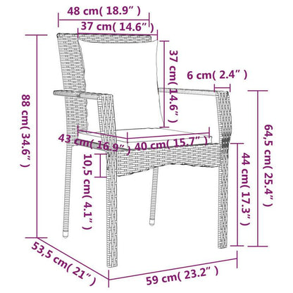 Tuinset – Tuinstoelen – Buitenmeubels – Terrasmeubelen – Polyrattan Stoelen – Weerbestendig Materiaal – Inclusief Comfortabele Kussens – Grijs