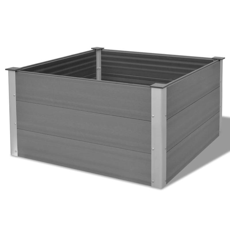 Easy to assemble WPC raised garden bed 100x100x54cm Grey modern and simple backyard high-quality flower box kit