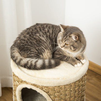 Krabpaal – Kattenboom – Kattenmeubel – Krabtoren – Krabhuis – 3 Niveaus – 70 cm Hoog – Sisal Krabmat – Pluche Bekleding
