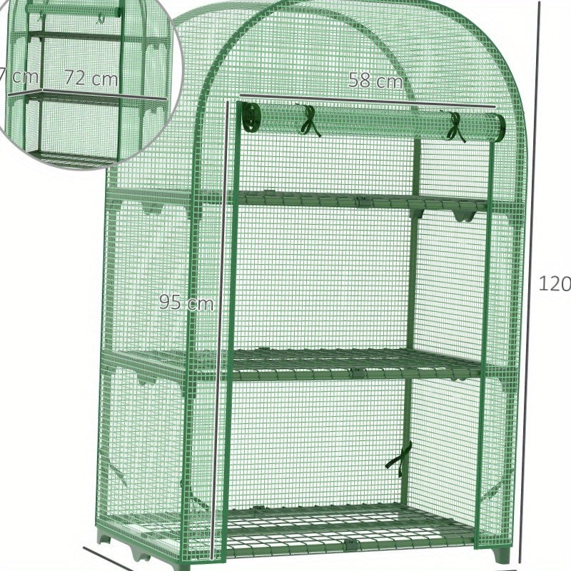 Balkonkas – Kweekkas – Broeikas – Tuinkas – Mini Serre – Metaal Frame – 80x49x120 cm – 3 Ruime Legplanken – Groen