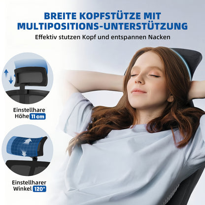 Office Chair, Ergonomic Office Chair With Adjustable Headrest, Lumbar Support, Height-adjustable Swivel Chair, Back-friendly Chair With Up To 135° Tilt Angle, Office Chair For 180 Kg, Black.