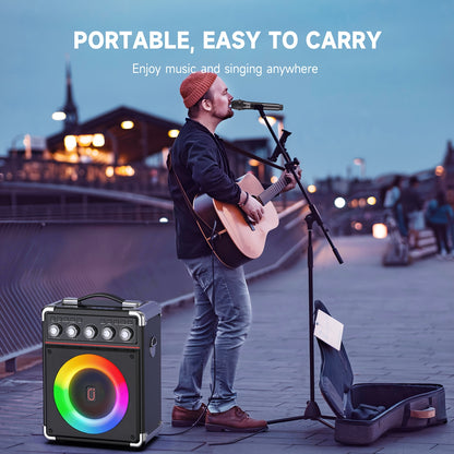 Draagbare Karaoke Machine – Karaoke Set – Wifi Microfoon – Bluetooth Speaker – Zanginstallatie – Met 2 Draadloze Microfoons – RGB Muziekverlichting – Hi-Fi Geluid & Lange Batterijduur