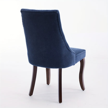 Rayon Fabric Flocked Linen Dining Chairs, Passageway Kitchen Dining Chairs, Comfortable Fabric Upholstered Dining Chairs with Curved Solid Wood Legs, Set of 2 (Blue), Dining Room Table And Chair Set, Dining Table Chair, Dinin
