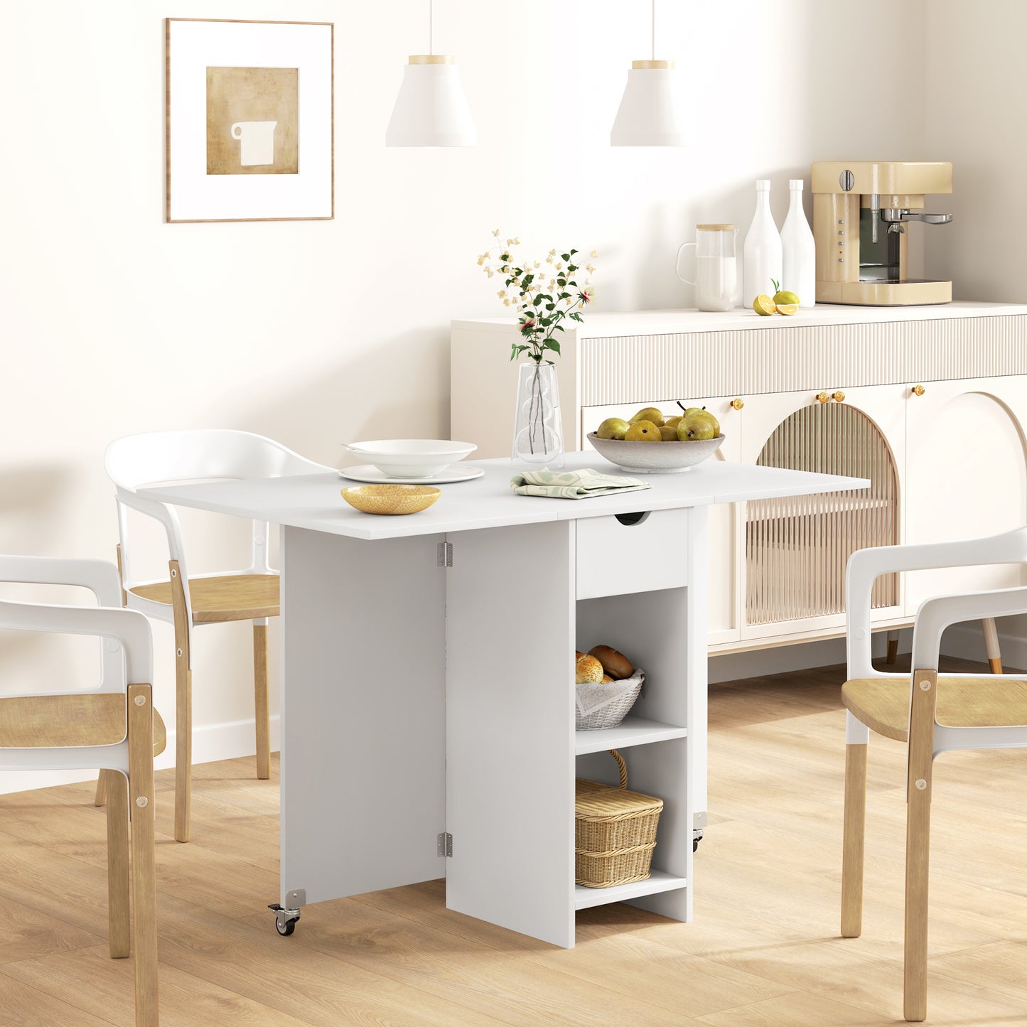 Compact Make-up Tafel – Kaptafel – Make-up Bureau – Schminktafel – Make-up Spiegel – Wit – LED-Verlichting – Opvouwbaar Tafelblad