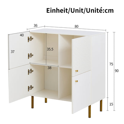 Wit Dressoir – Wandmeubel – Opbergkast – Sideboard – Buffetkast – MDF Met Stalen Poten – 3 Deuren Met Verstelbare Plank