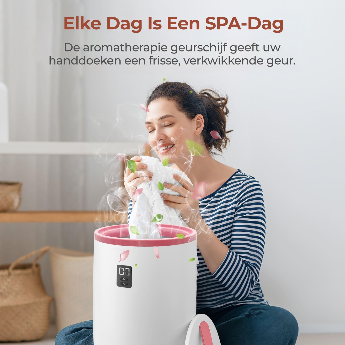 Handdoekenwarmer – Elektrische Handdoekenverwarmer – Handdoekdroger – Handdoekradiator – Warme Handdoeken – Roze Kleur – Timer Met Geurfunctie – Automatische Uitschakeling