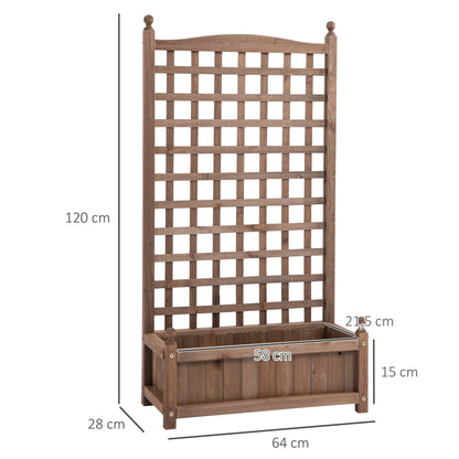 Bloembak – Plantenbak – Bloempot – Plantenbak Met Latwerk – Tuinbak – Houtlook – 64x28x120 cm – Inclusief Irrigatie-inzetstukken