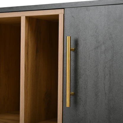TV-Meubel – TV-Kast – Lowboard – Mediameubel – Tv-Stand – 3 Deuren Met Glazen Klapdeur – Geschikt Voor Tv’s Tot 90 Inch