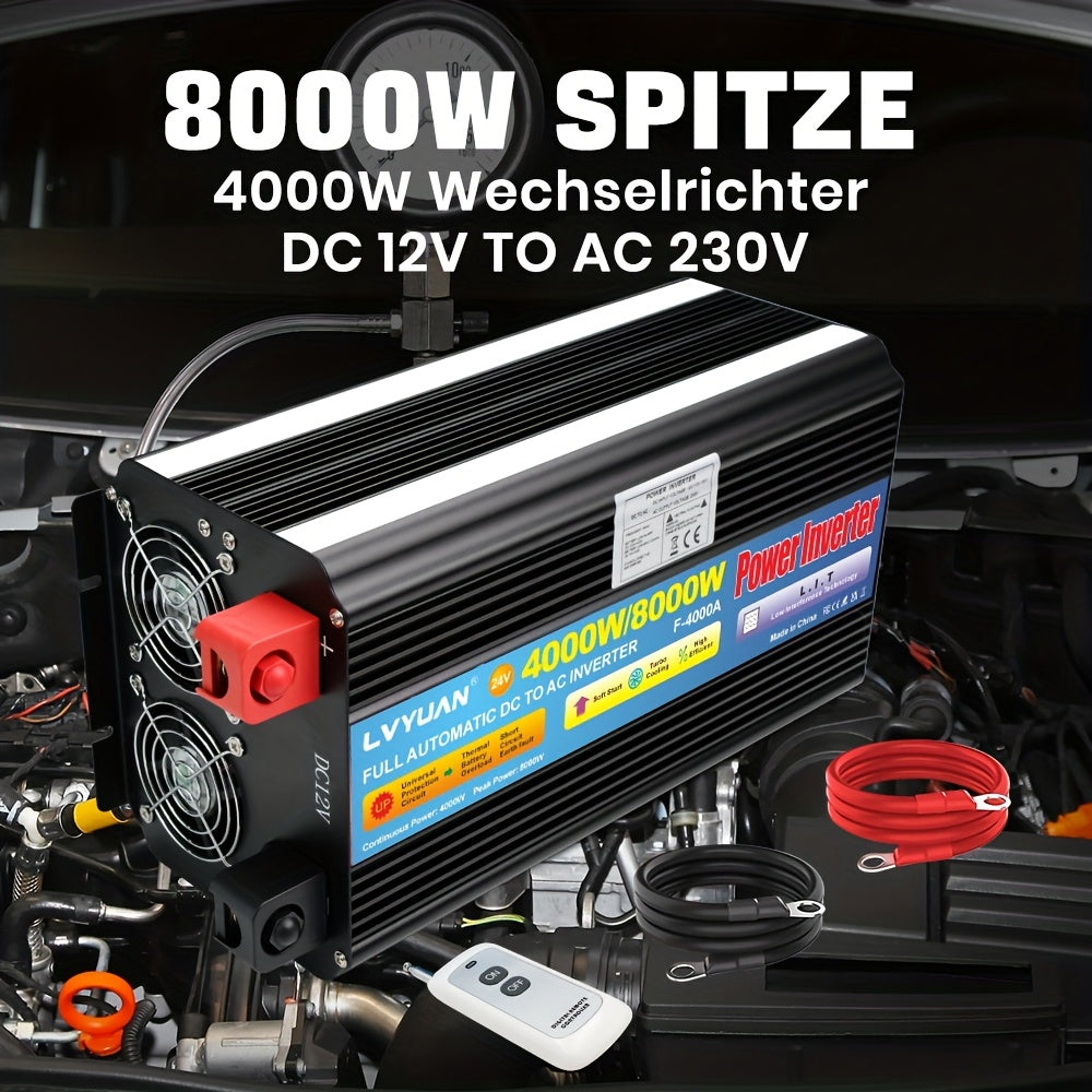 4000W Omvormer – Stroomomzetter – Spanning Converter – DC naar AC Inverter – Power Inverter – Pure Sinusgolf – LCD Display – Dubbele Stopcontacten en USB</s>