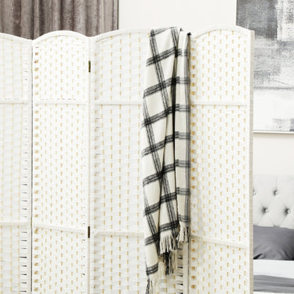 Kamerverdeler – Kamerscherm – Roomdivider – Ruimteverdeler – Vouwscherm – 4 panelen wit hout – Opvouwbaar & ruimtebesparend design