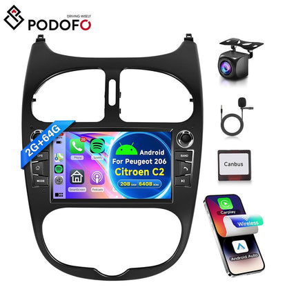 Autonavigeer Toestel – Autoradio – Android Navigatie – Carplay Systeem – Draadloze GPS – 7 Inch Touchscreen – 2GB RAM + 64GB ROM – Inclusief AHD Achteruitrijcamera
