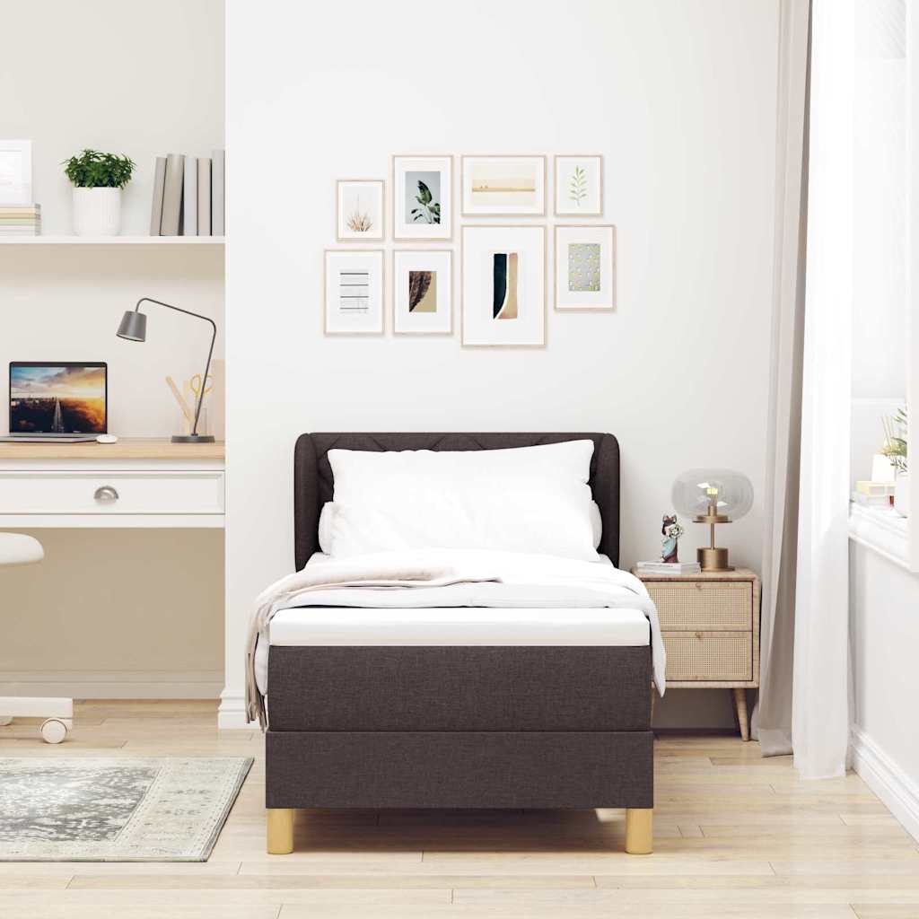 Boxspring – Bed – Slaapbed – Eenpersoonsbed – Matras – Donkerbruin – 80x200 cm – Foamlaag – Individuele Pocketveren