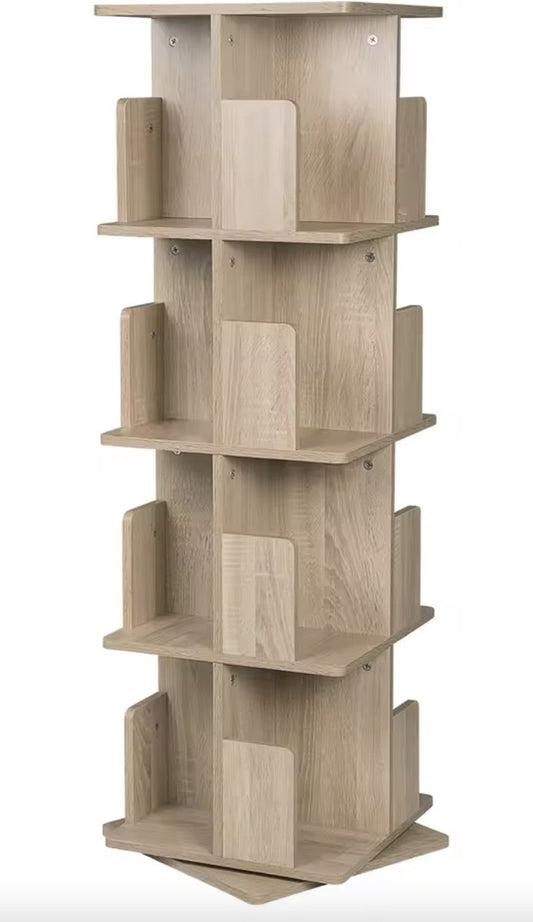 Boekenkast - Draaibare boekenkast - 360 graden draaibaar - Roterende boekenkast - Boekentoren - Hout - Bruin